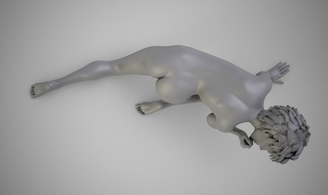 Crawling woman 3D print model_3