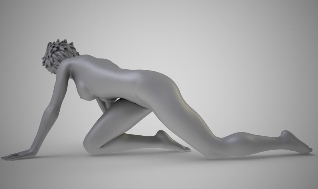Crawling woman 3D print model_2