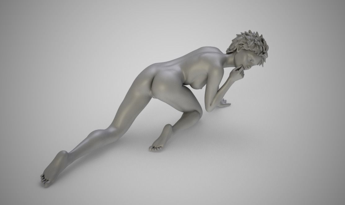 Crawling woman 3D print model_4