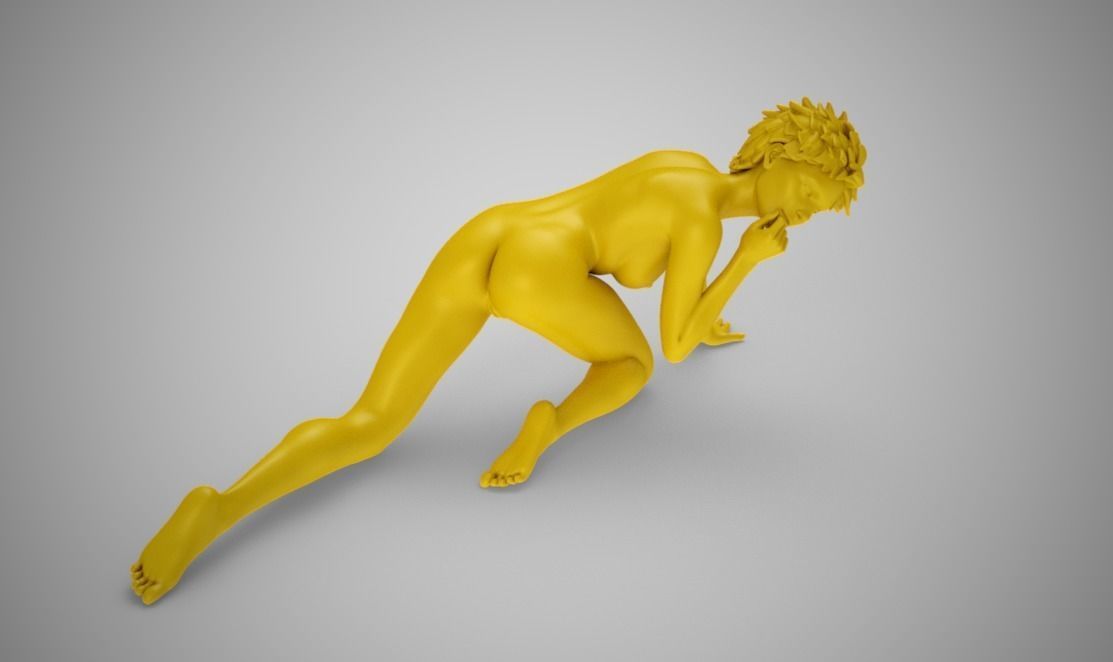 Crawling woman 3D print model_6