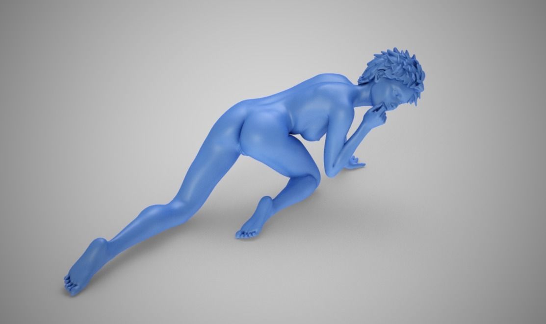 Crawling woman 3D print model_8