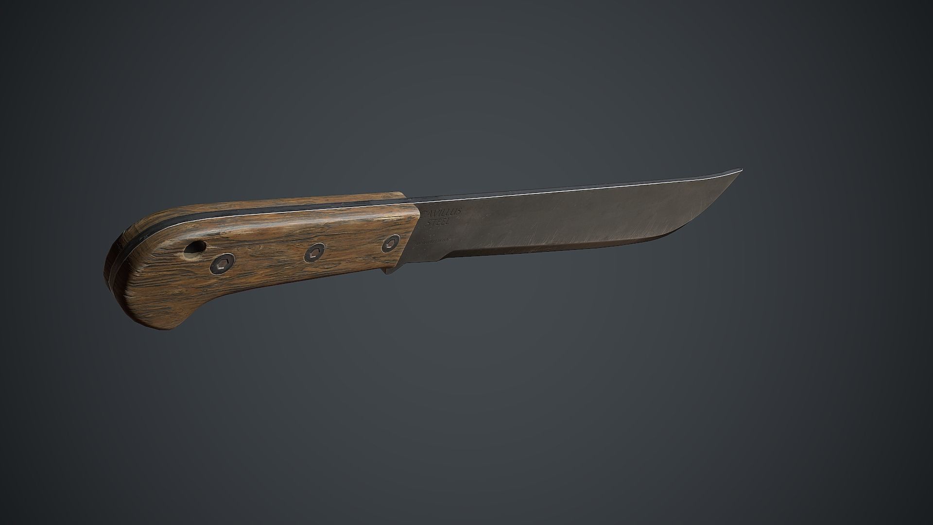 Machete knife Low-poly 3D model_4
