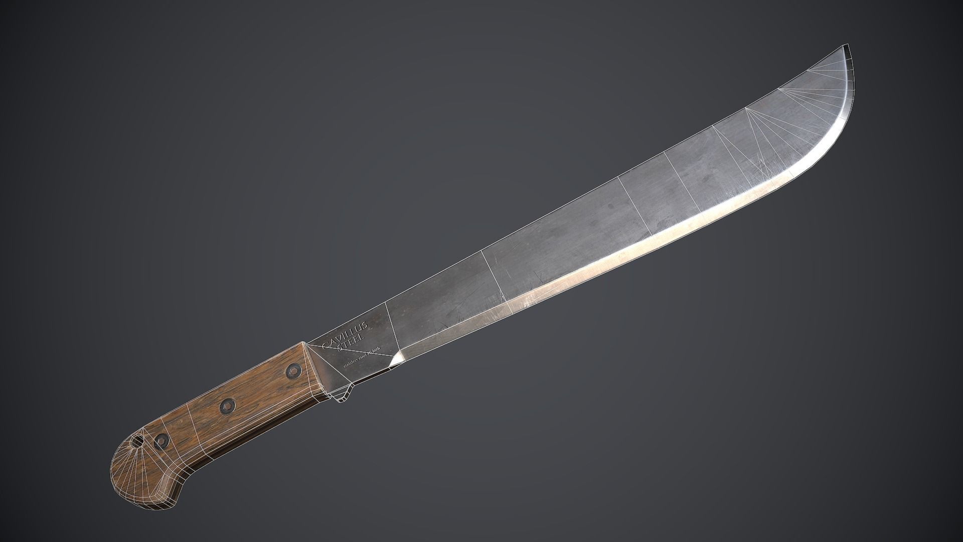 Machete knife Low-poly 3D model_15