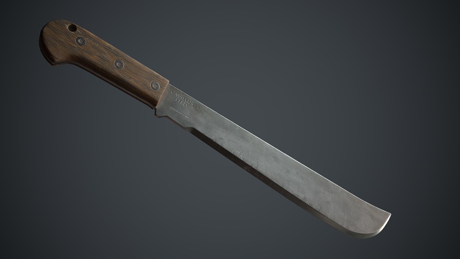 Machete knife Low-poly 3D model_3