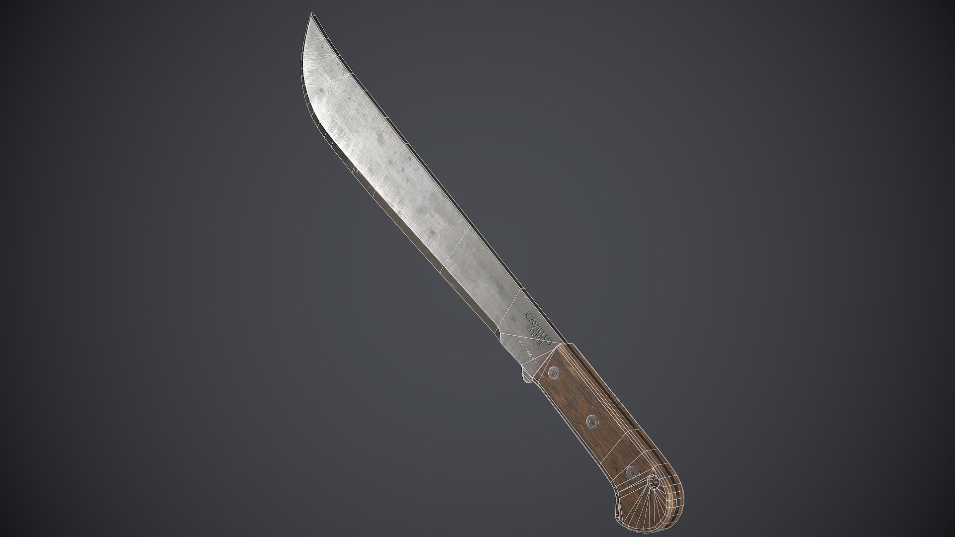 Machete knife Low-poly 3D model_17