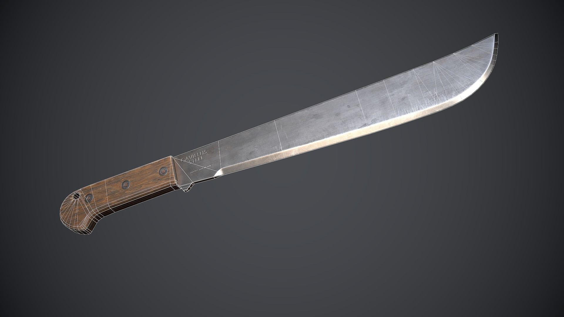 Machete knife Low-poly 3D model_8