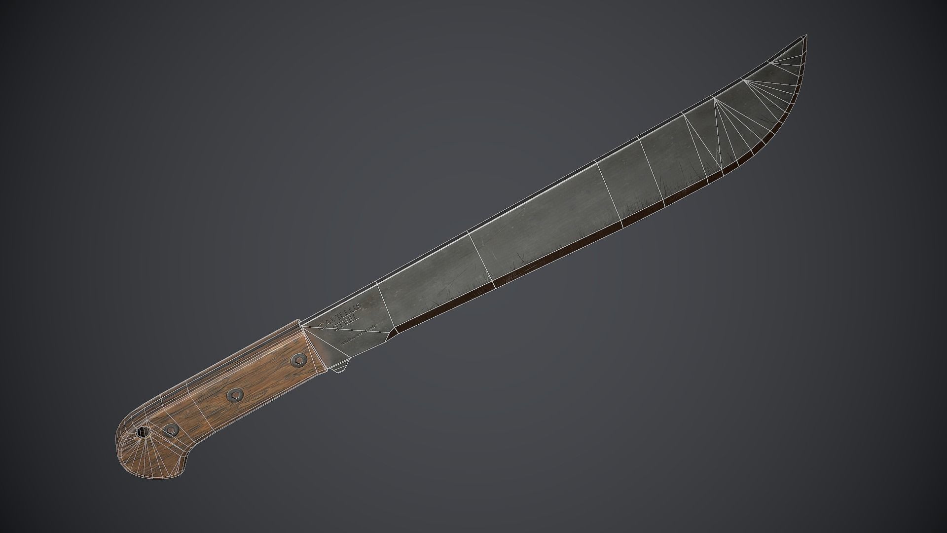 Machete knife Low-poly 3D model_19