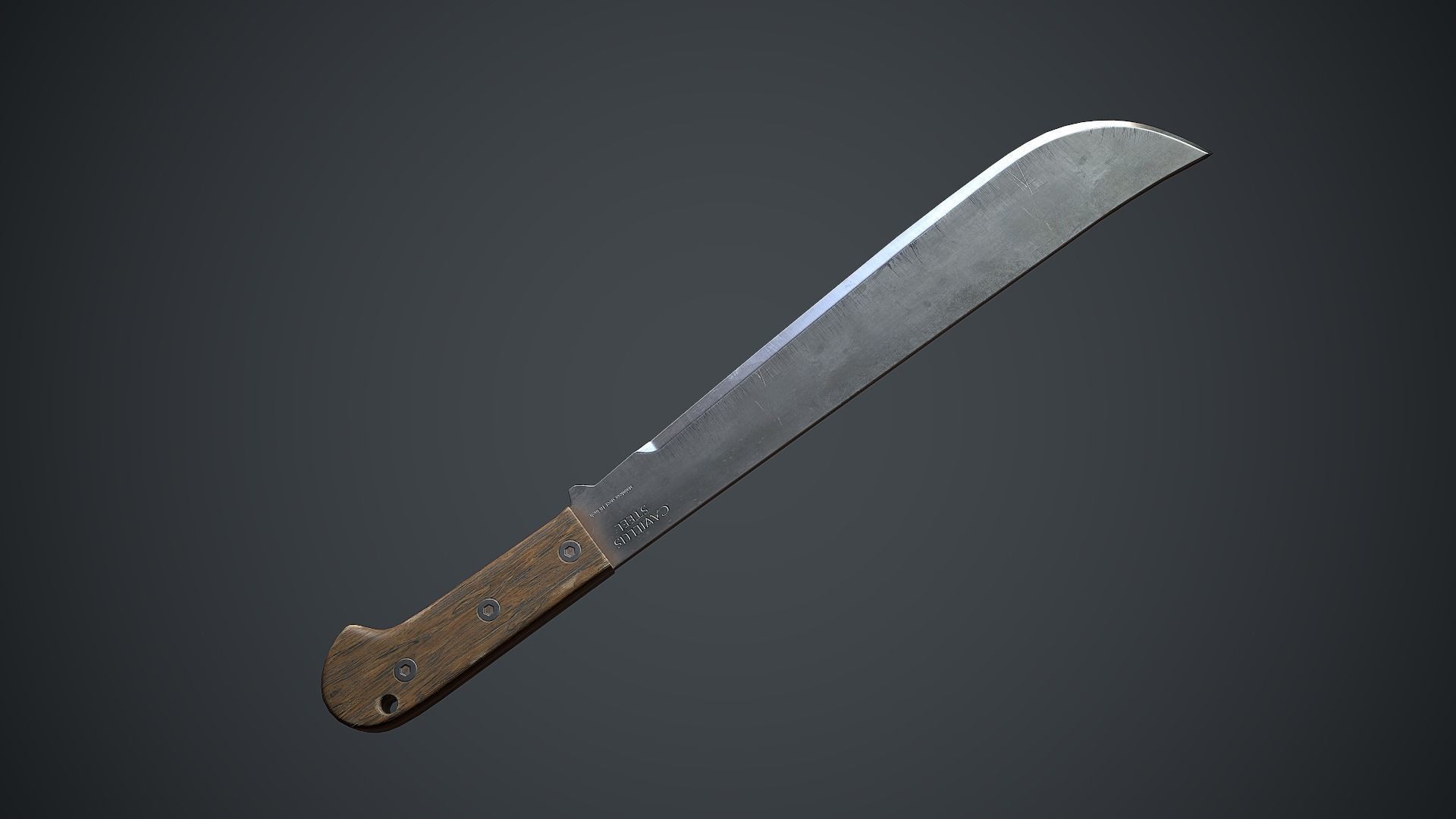 Machete knife Low-poly 3D model_2