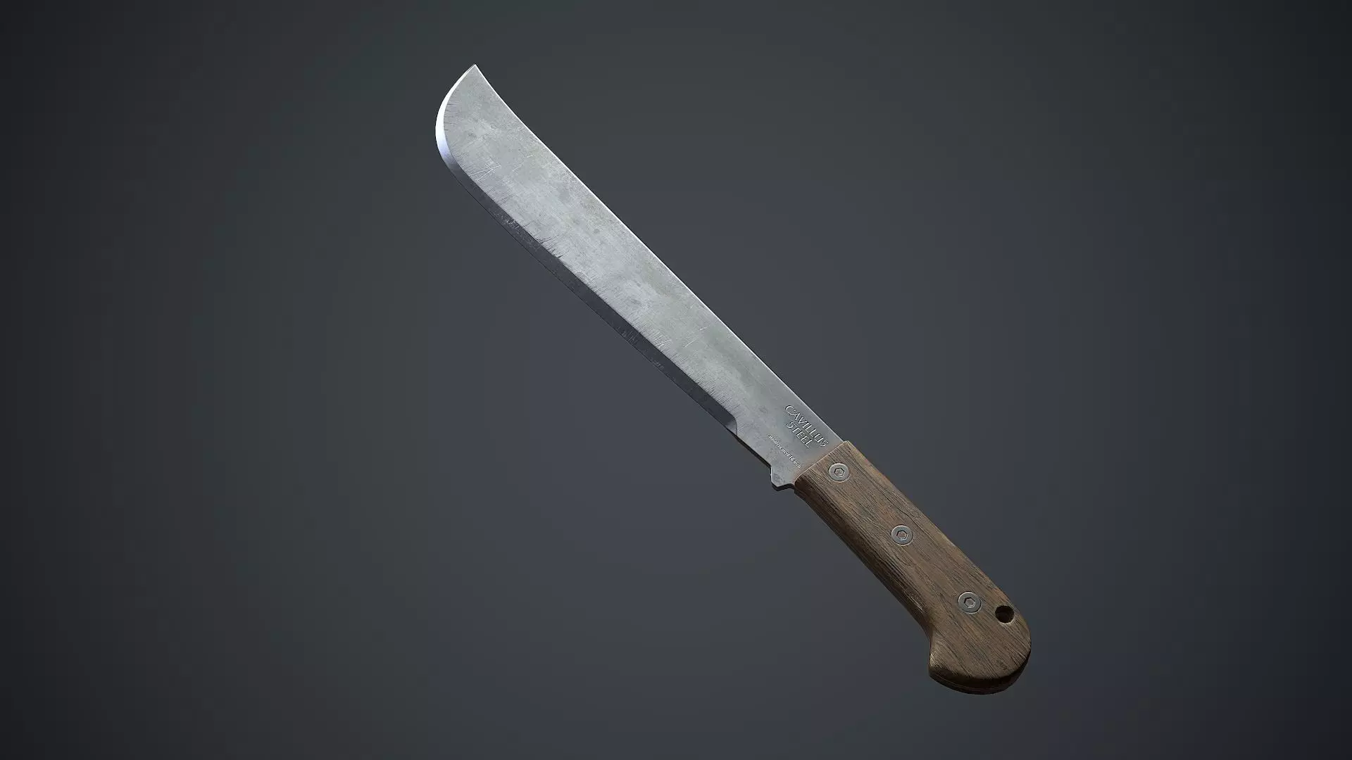Machete knife Low-poly 3D model_0