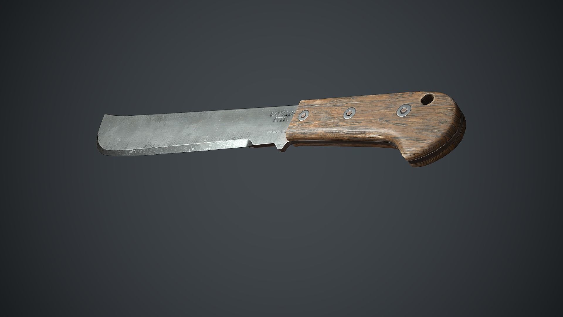Machete knife Low-poly 3D model_5