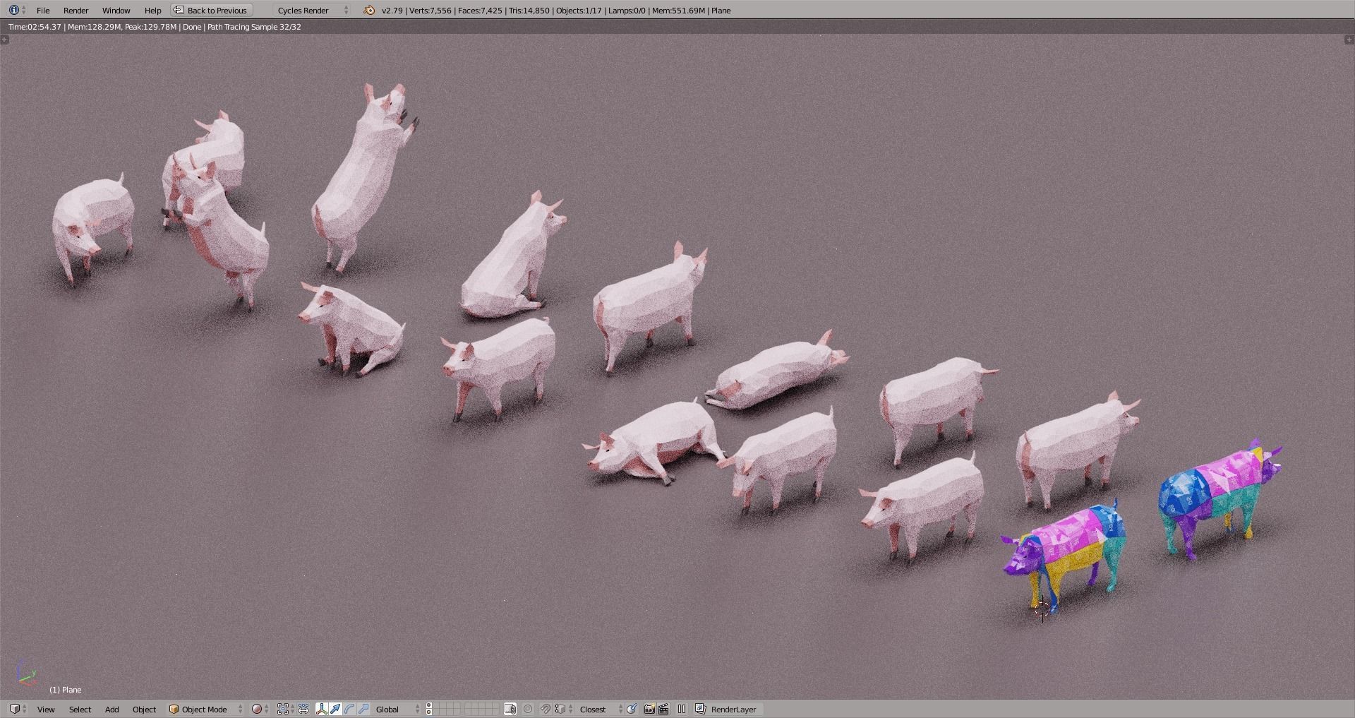 Farm Pigs Low-poly 3D model_1