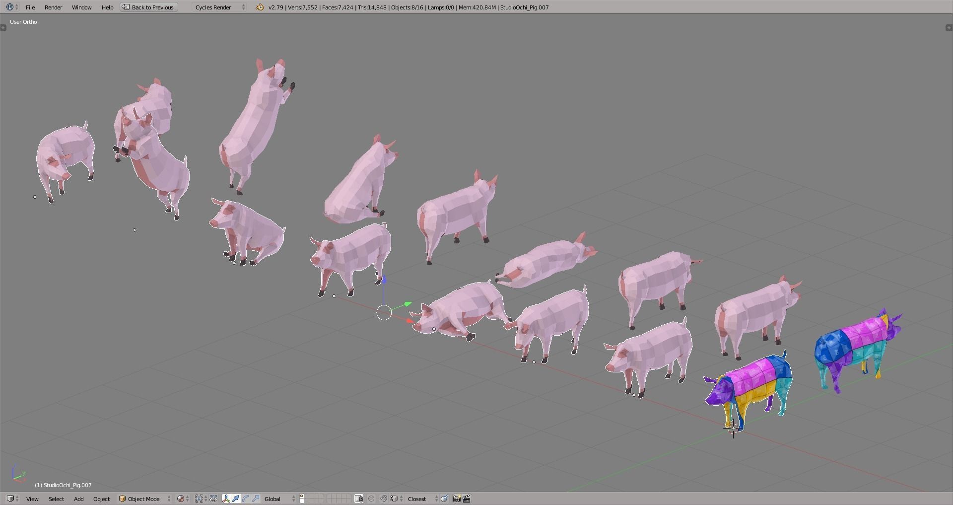 Farm Pigs Low-poly 3D model_5