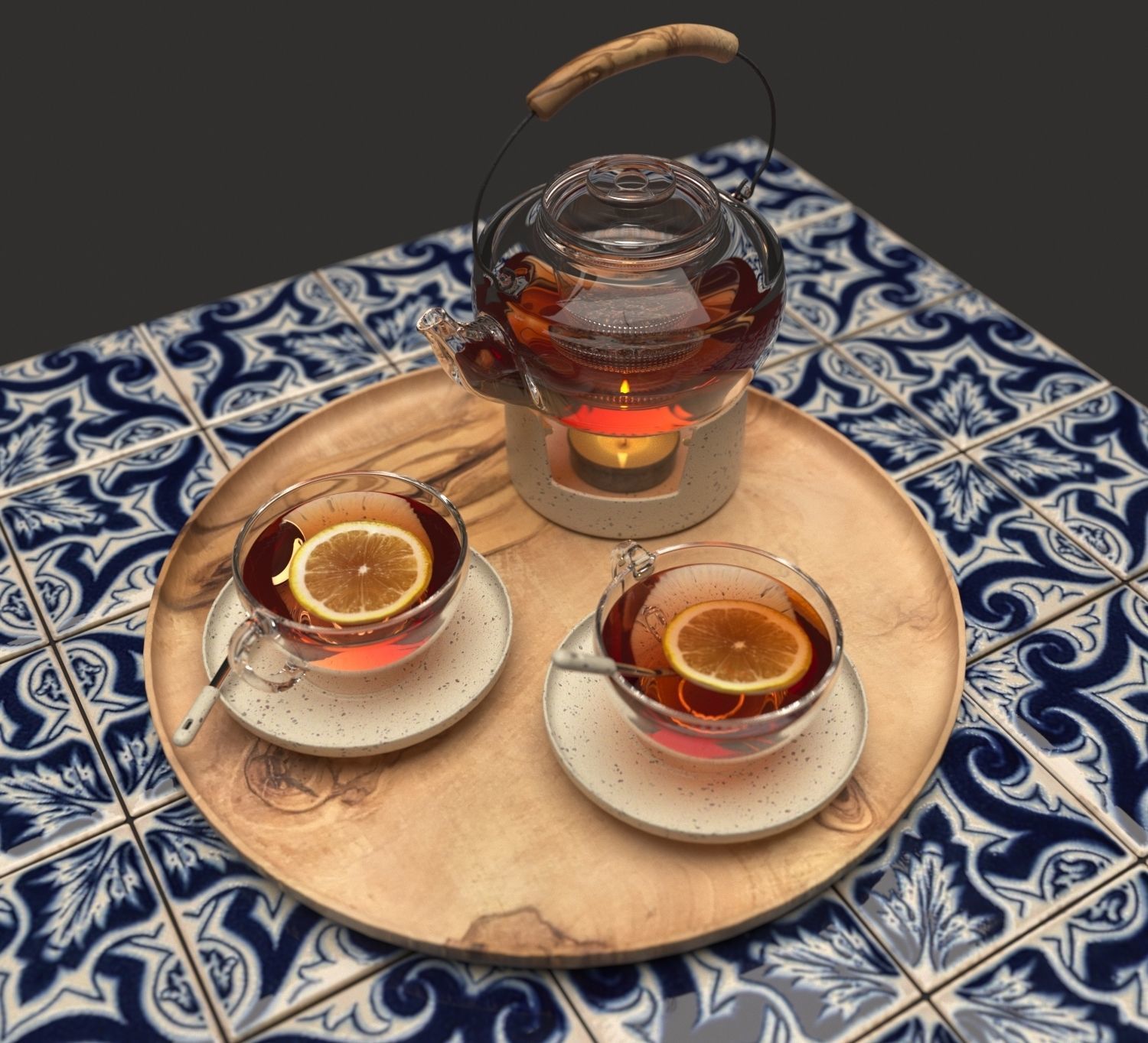 Arabic tea set 3D model_3