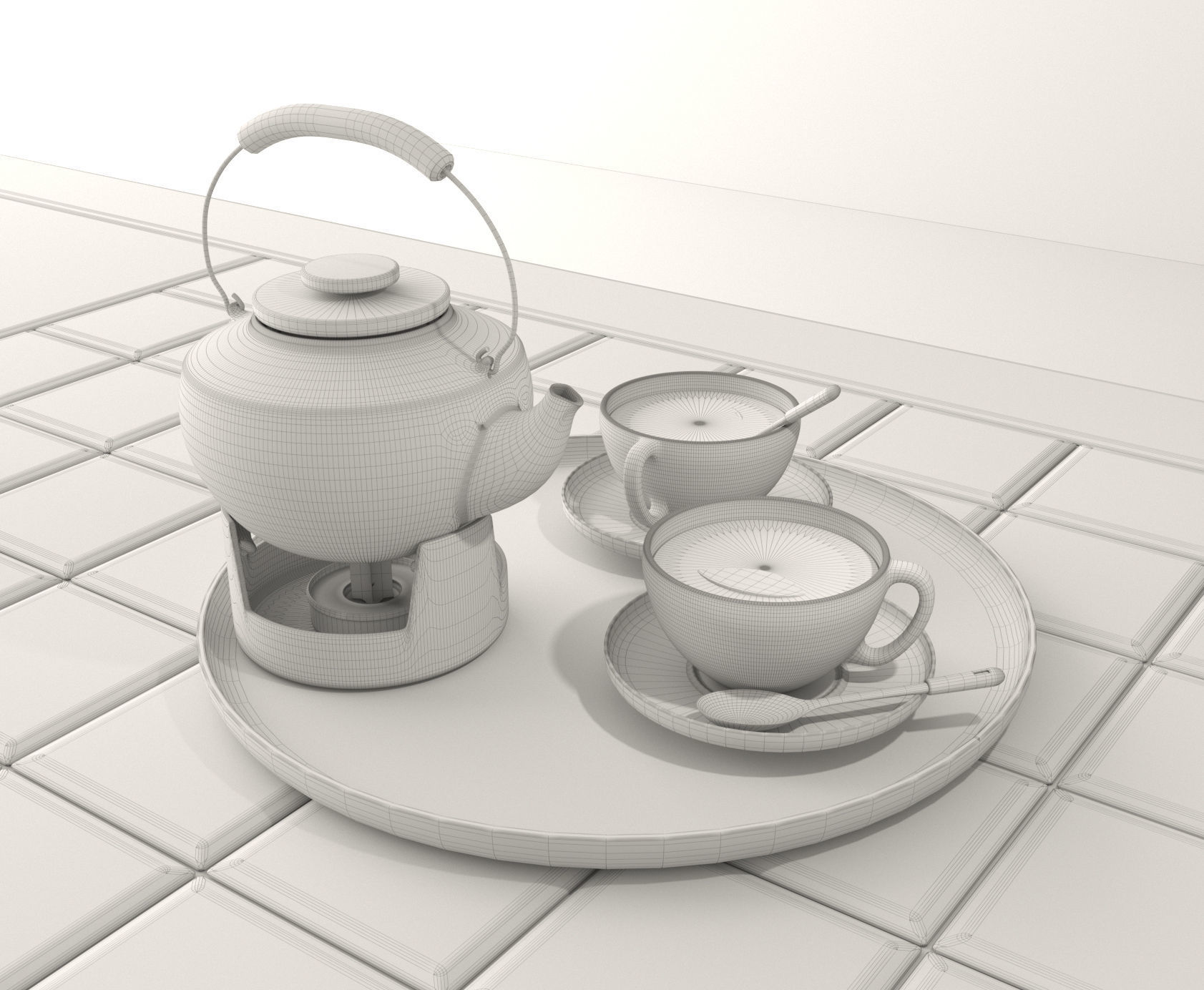 Arabic tea set 3D model_1