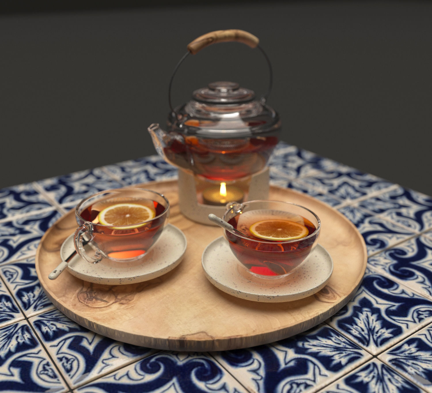 Arabic tea set 3D model_2