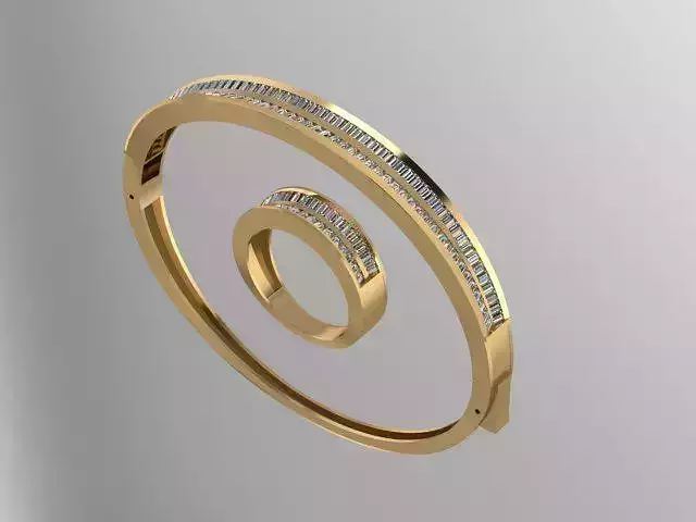 Bracelet and Ring sets with baguettes stones 