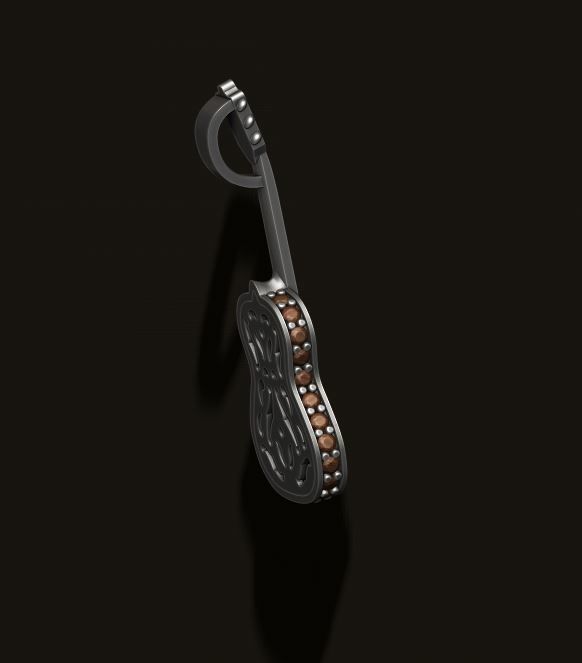 Guitar pendant with gems 3D print model_5