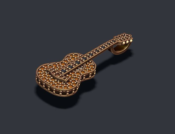 Guitar pendant with gems 3D print model_3