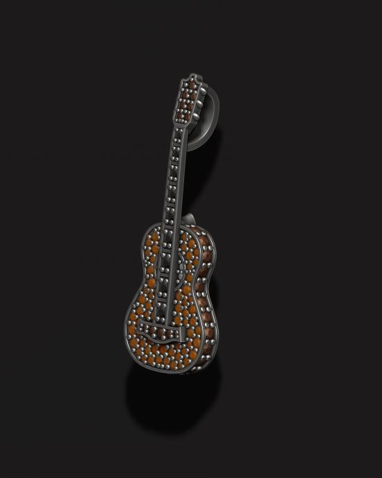 Guitar pendant with gems 3D print model_4