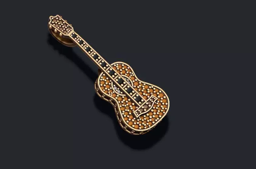 Guitar pendant with gems 3D print model_0