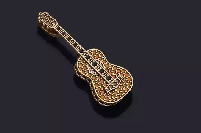Guitar pendant with gems 3D print model