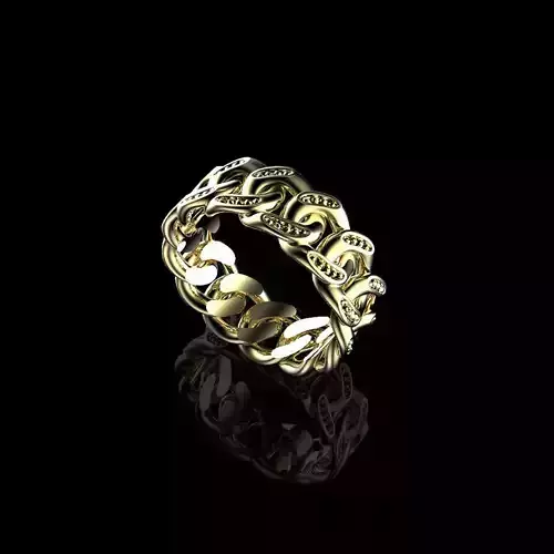 Beaded Cuban Link Ring Size 10 3D print model