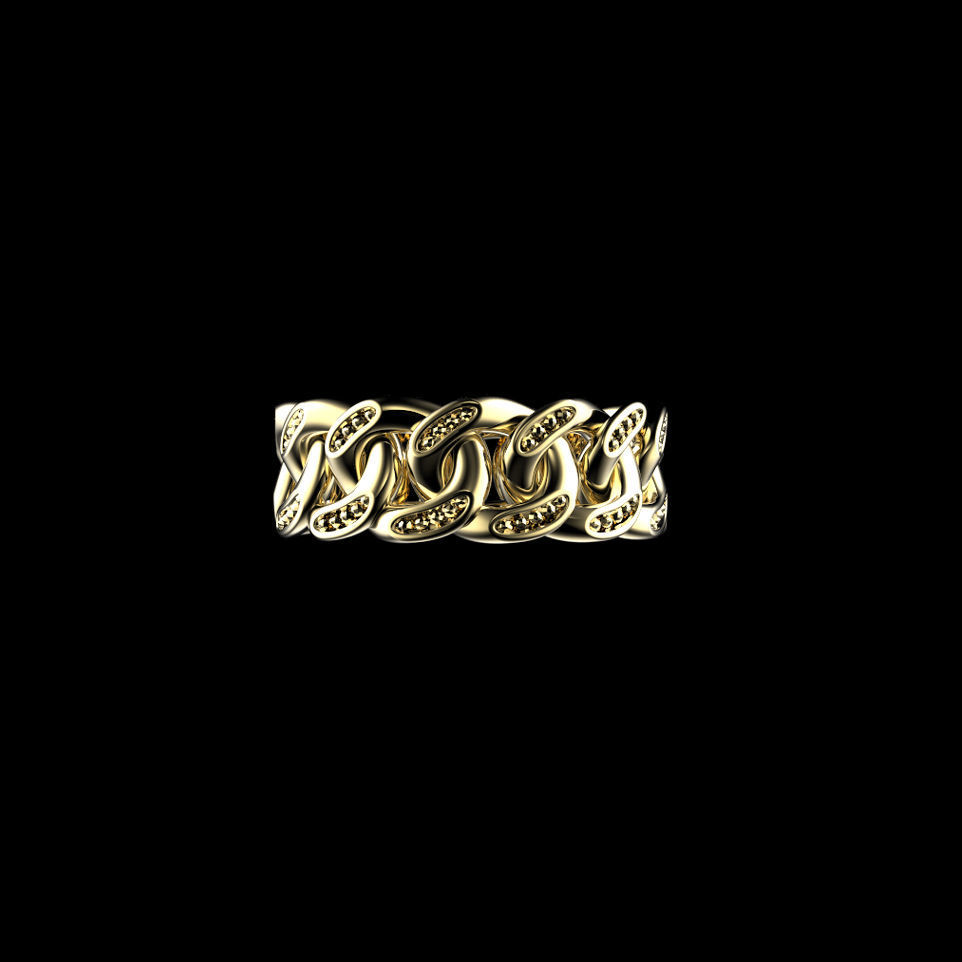 Beaded Cuban Link Ring Size 10 3D print model_2