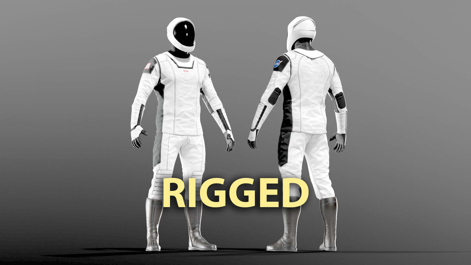 SpaceX Dragon Starman Spacesuit Rigged 3D model_3