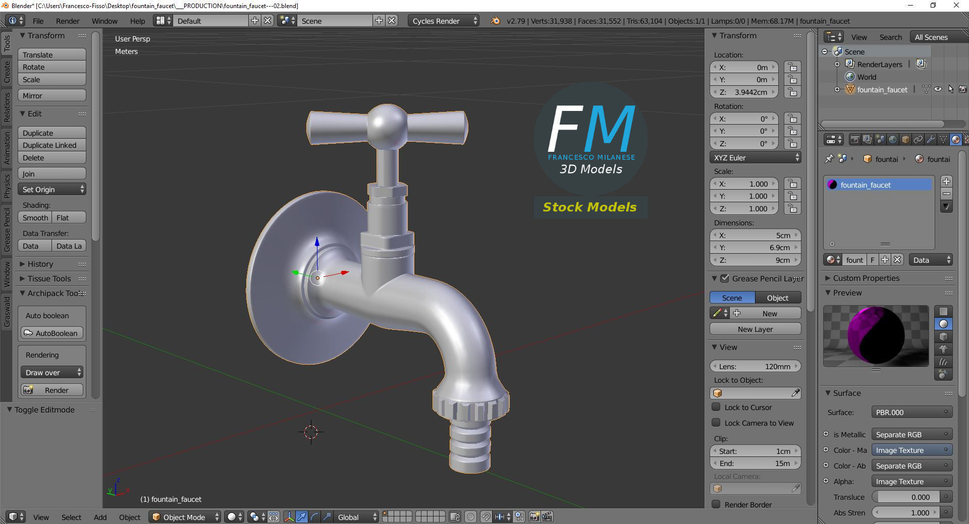 Fountain faucet 3D model_9