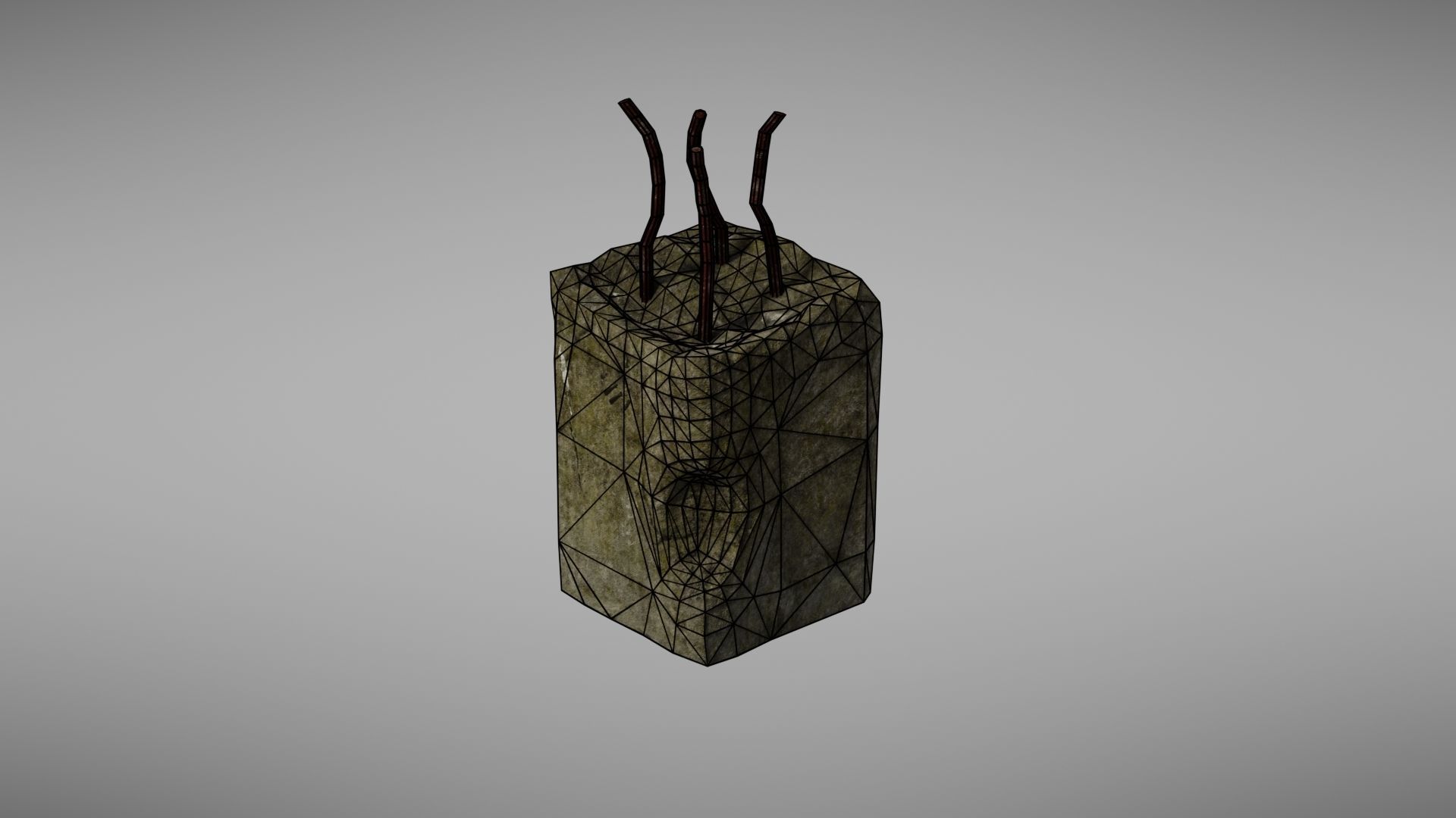 Cement Debris with metal Low-poly 3D model_37