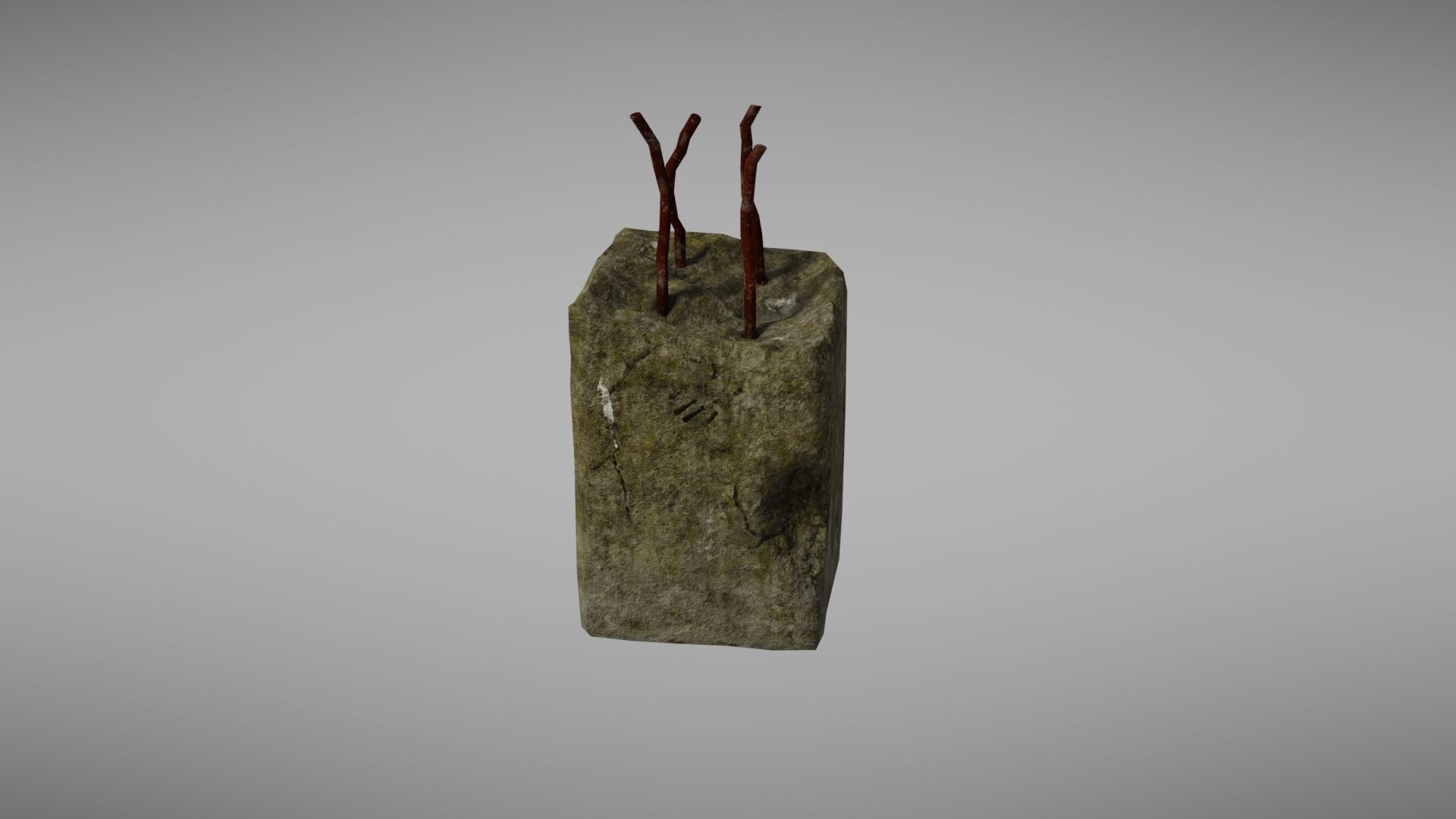 Cement Debris with metal Low-poly 3D model_19