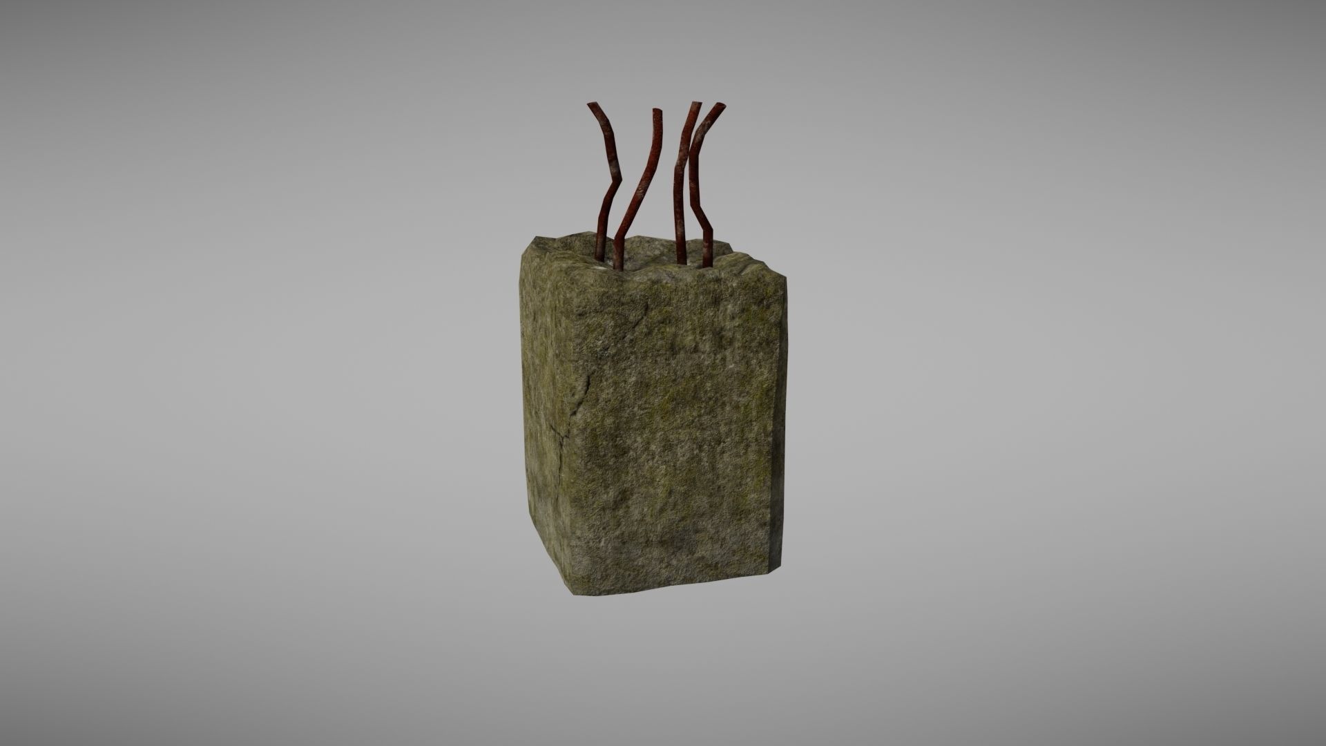 Cement Debris with metal Low-poly 3D model_9