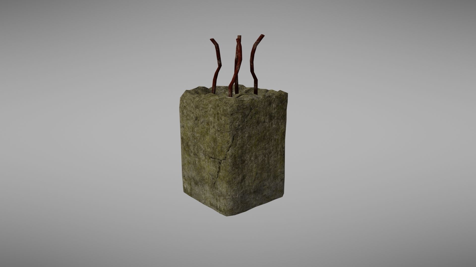 Cement Debris with metal Low-poly 3D model_10