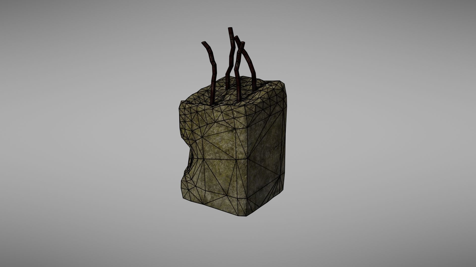 Cement Debris with metal Low-poly 3D model_34