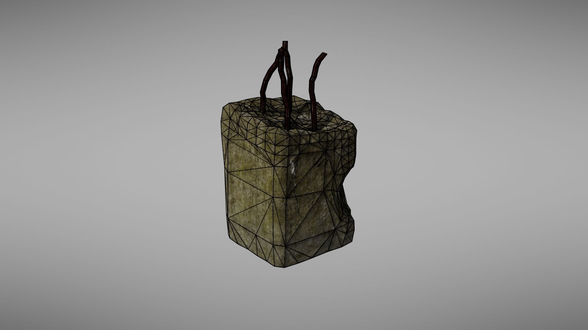 Cement Debris with metal Low-poly 3D model_25