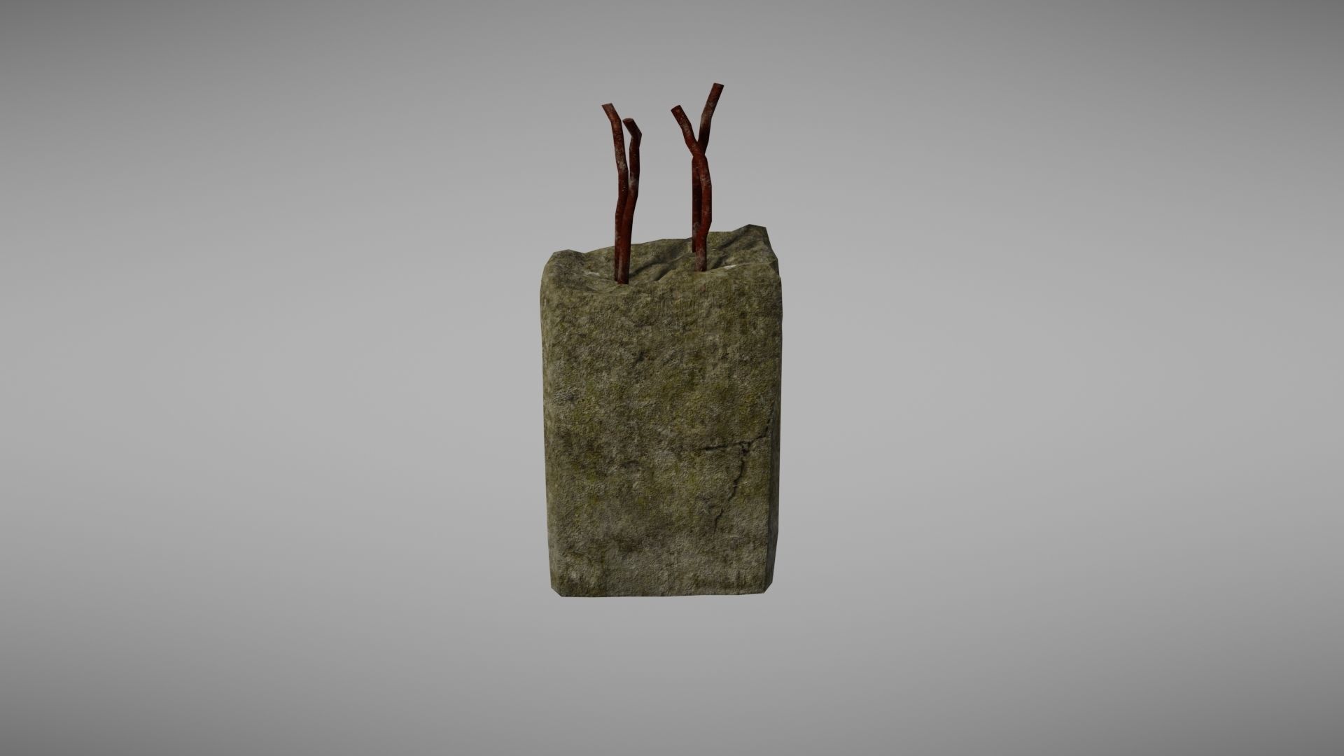 Cement Debris with metal Low-poly 3D model_12