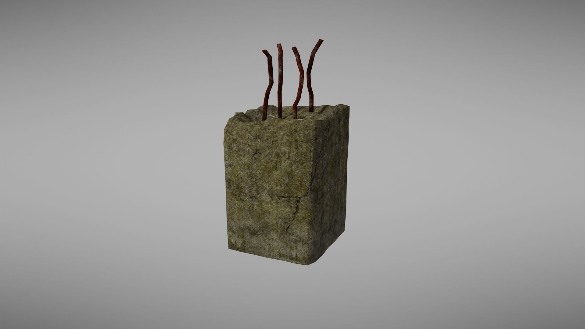 Cement Debris with metal Low-poly 3D model_11