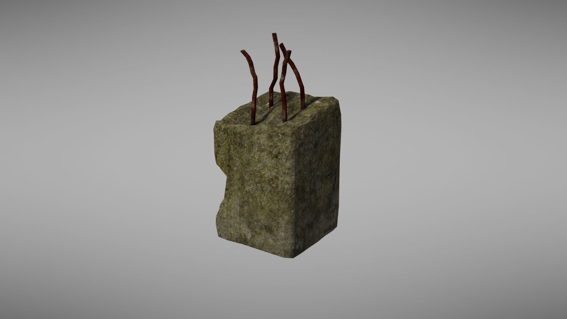 Cement Debris with metal Low-poly 3D model_14