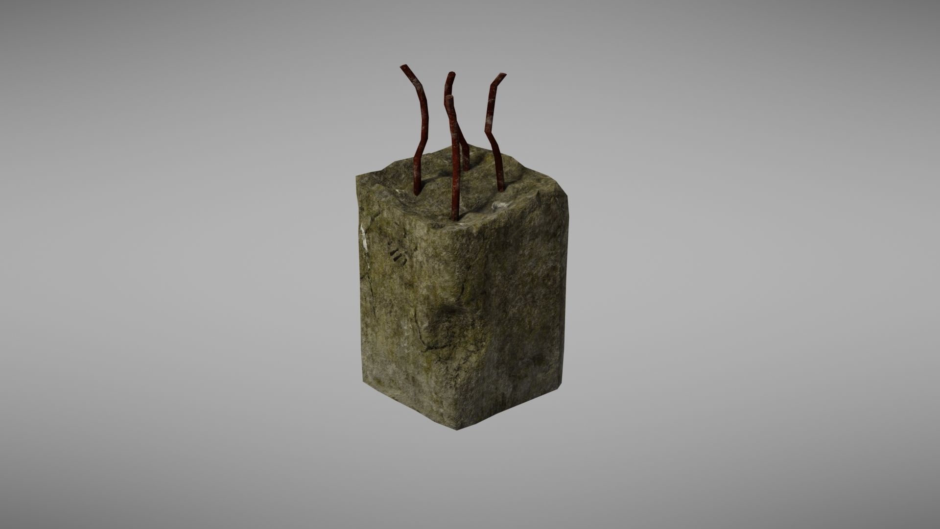 Cement Debris with metal Low-poly 3D model_17