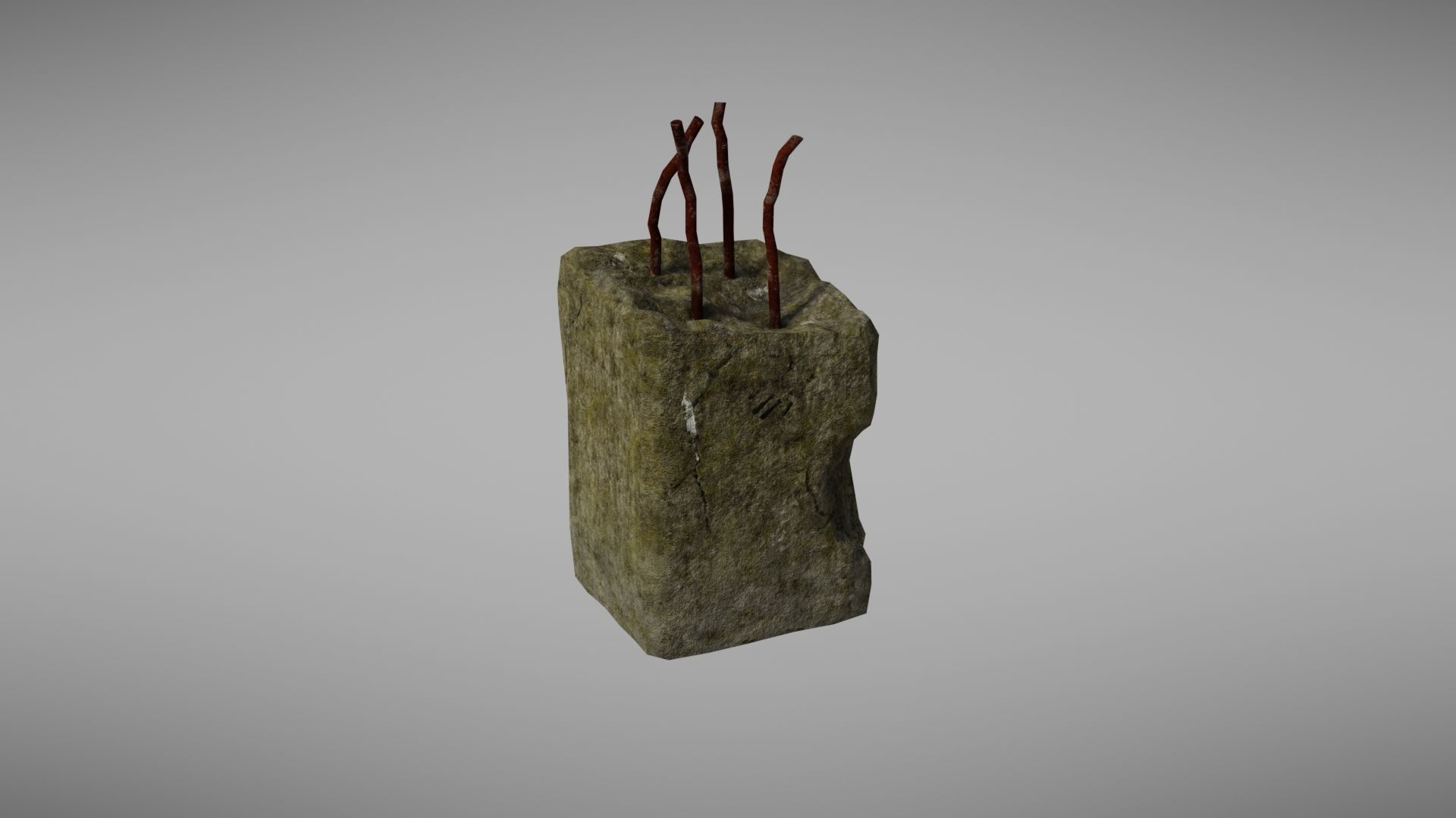 Cement Debris with metal Low-poly 3D model_22