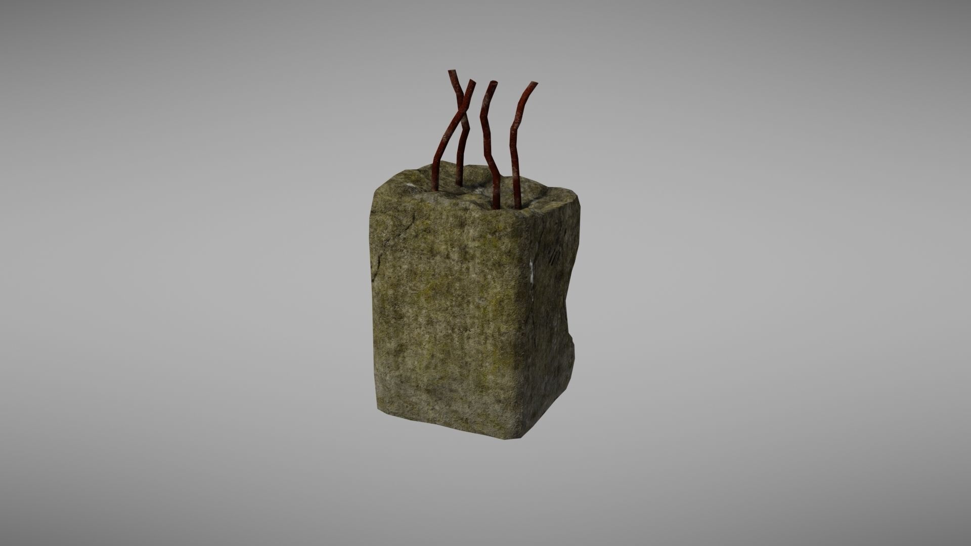 Cement Debris with metal Low-poly 3D model_7