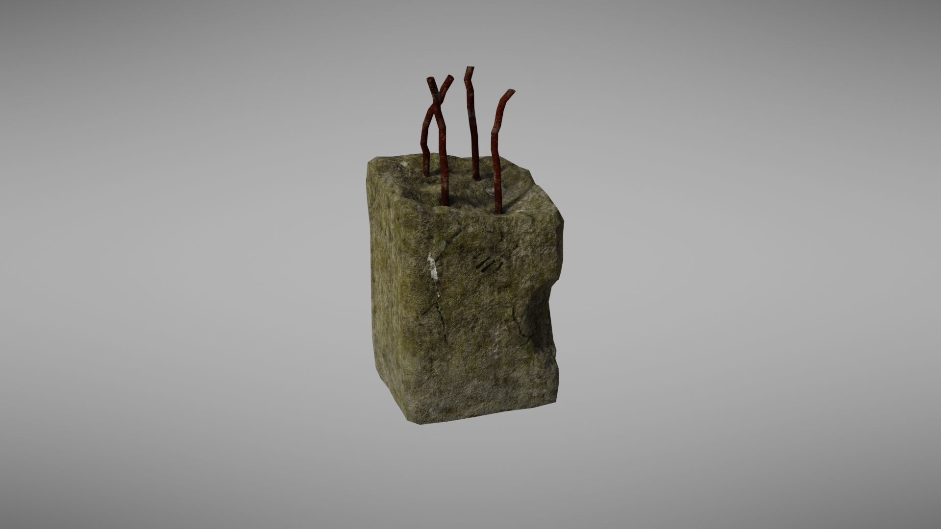 Cement Debris with metal Low-poly 3D model_21