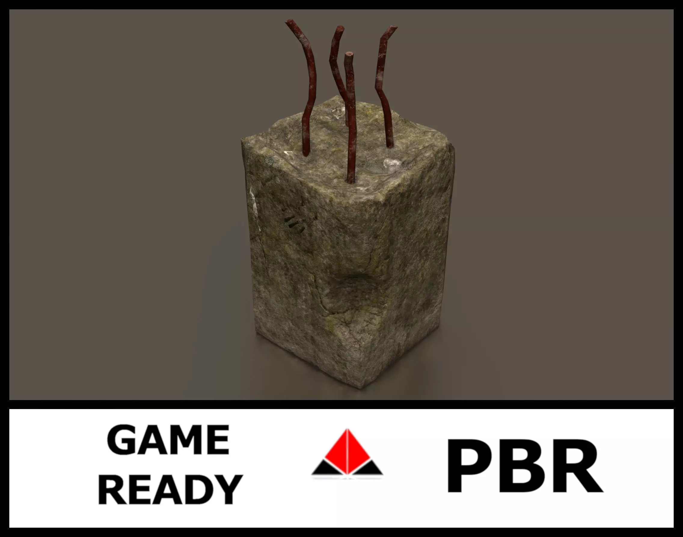 Cement Debris with metal Low-poly 3D model_0