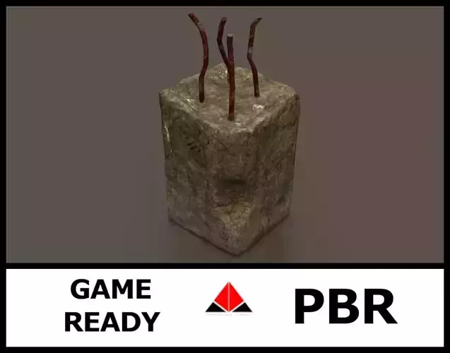 Cement Debris with metal Low-poly 3D model