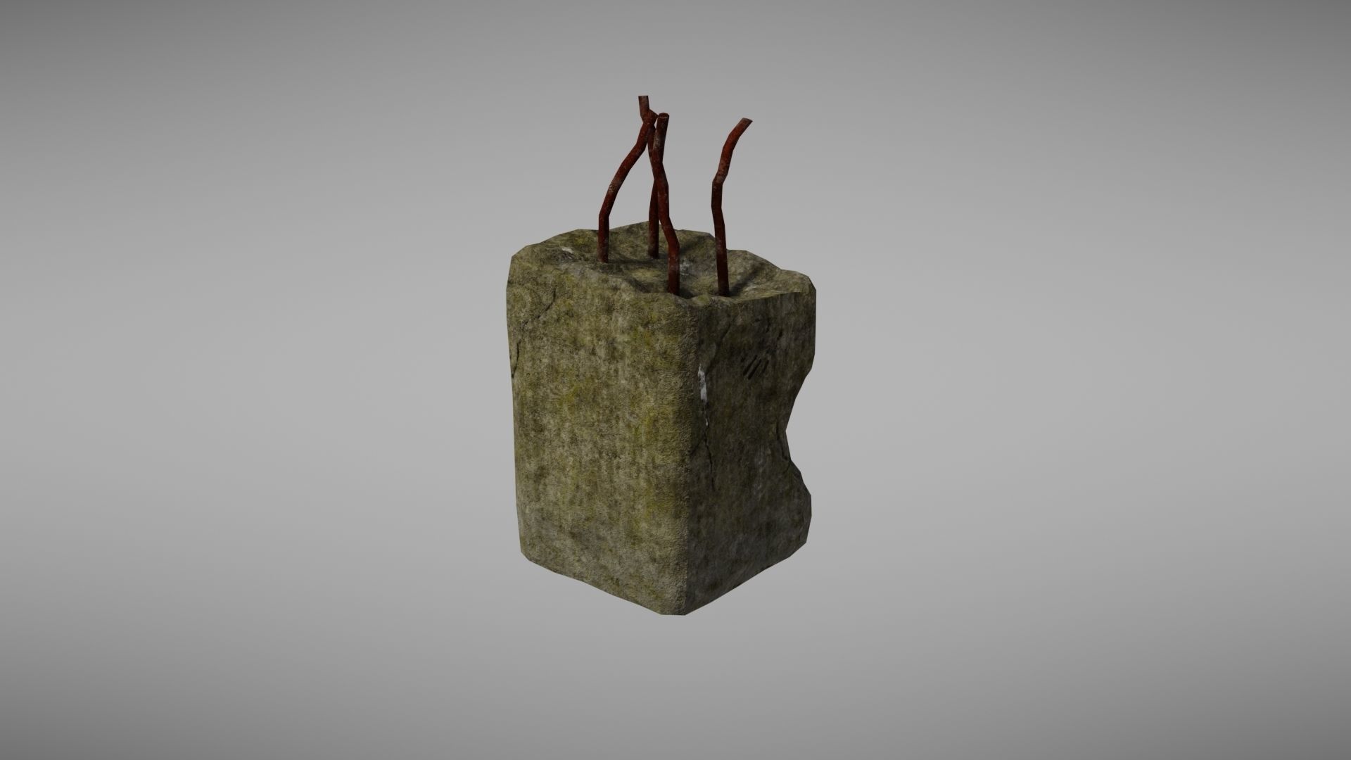 Cement Debris with metal Low-poly 3D model_6