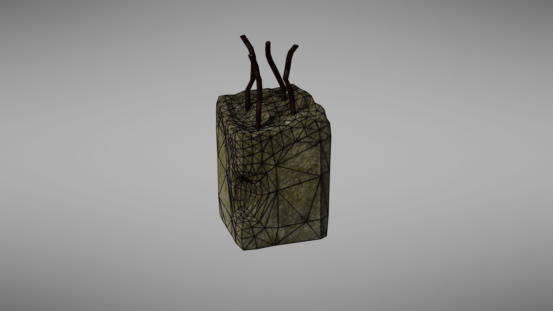 Cement Debris with metal Low-poly 3D model_36
