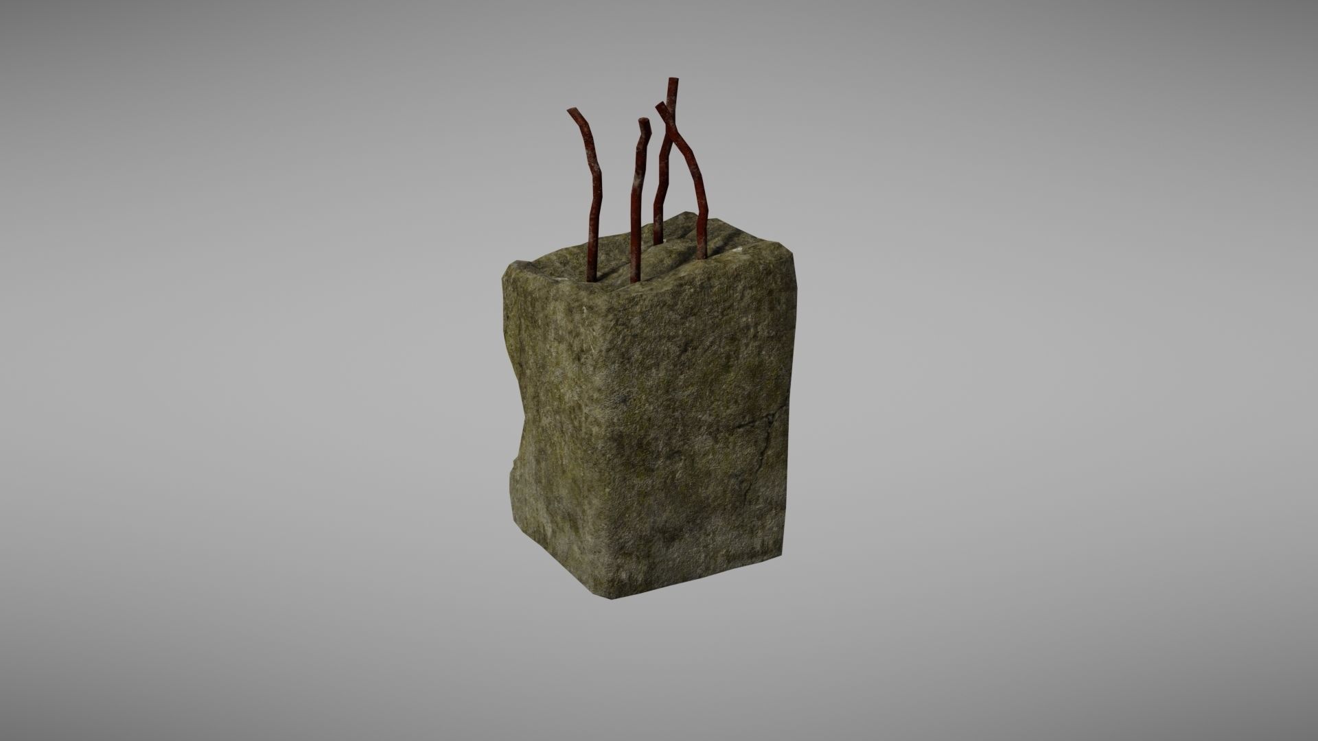 Cement Debris with metal Low-poly 3D model_13