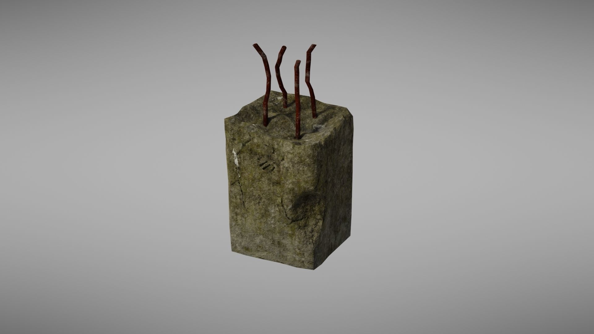 Cement Debris with metal Low-poly 3D model_18