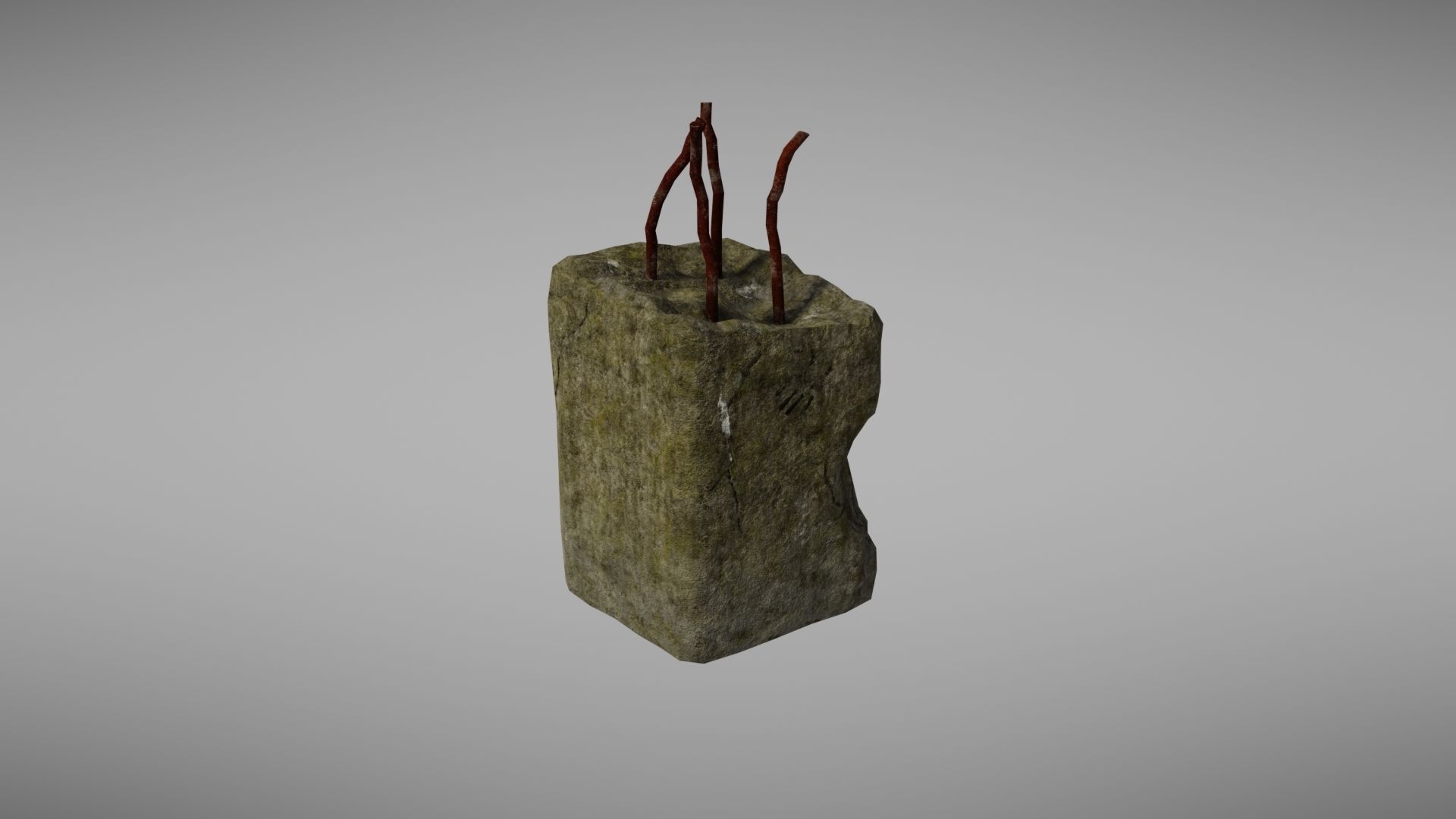 Cement Debris with metal Low-poly 3D model_5