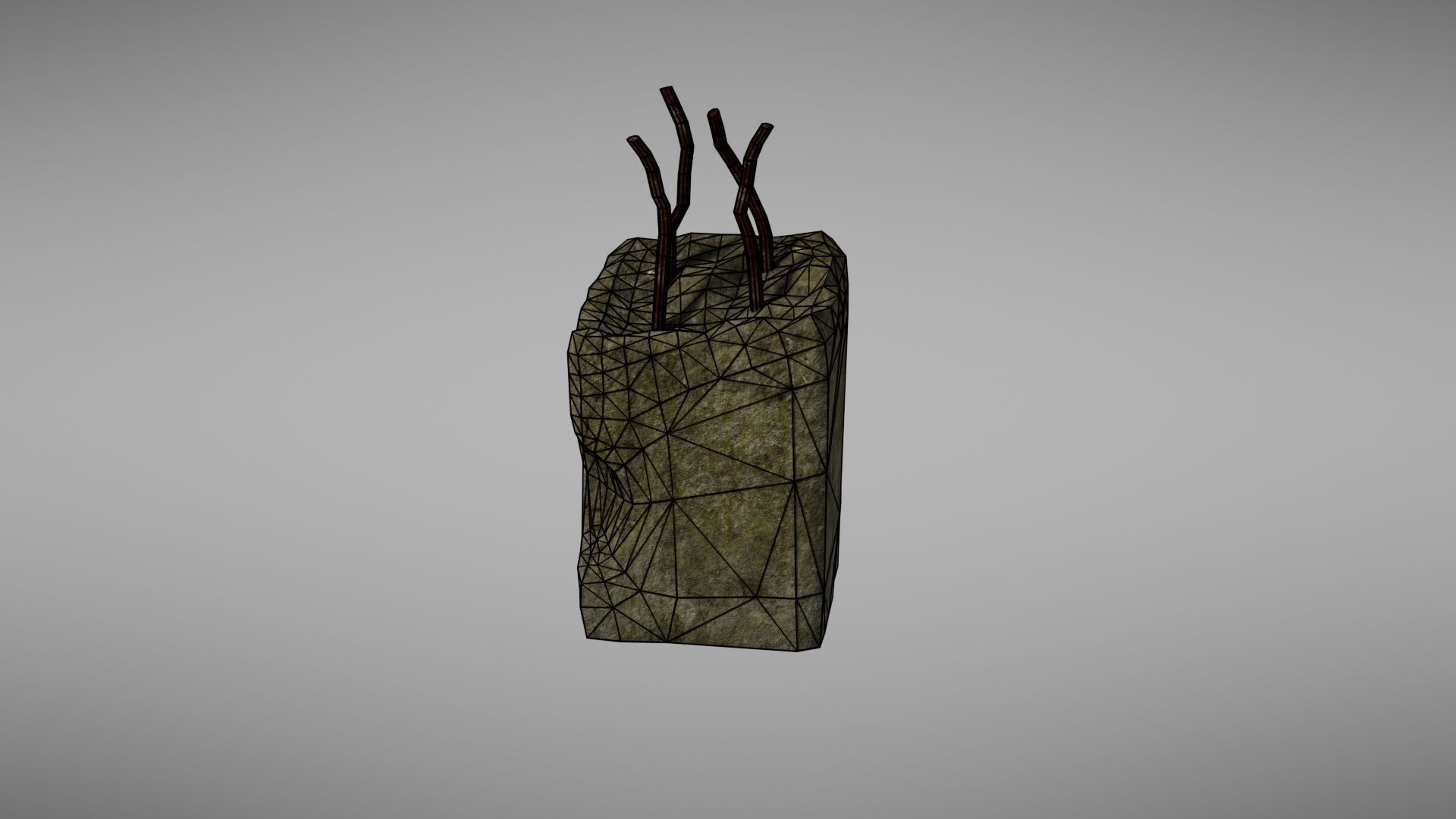 Cement Debris with metal Low-poly 3D model_35